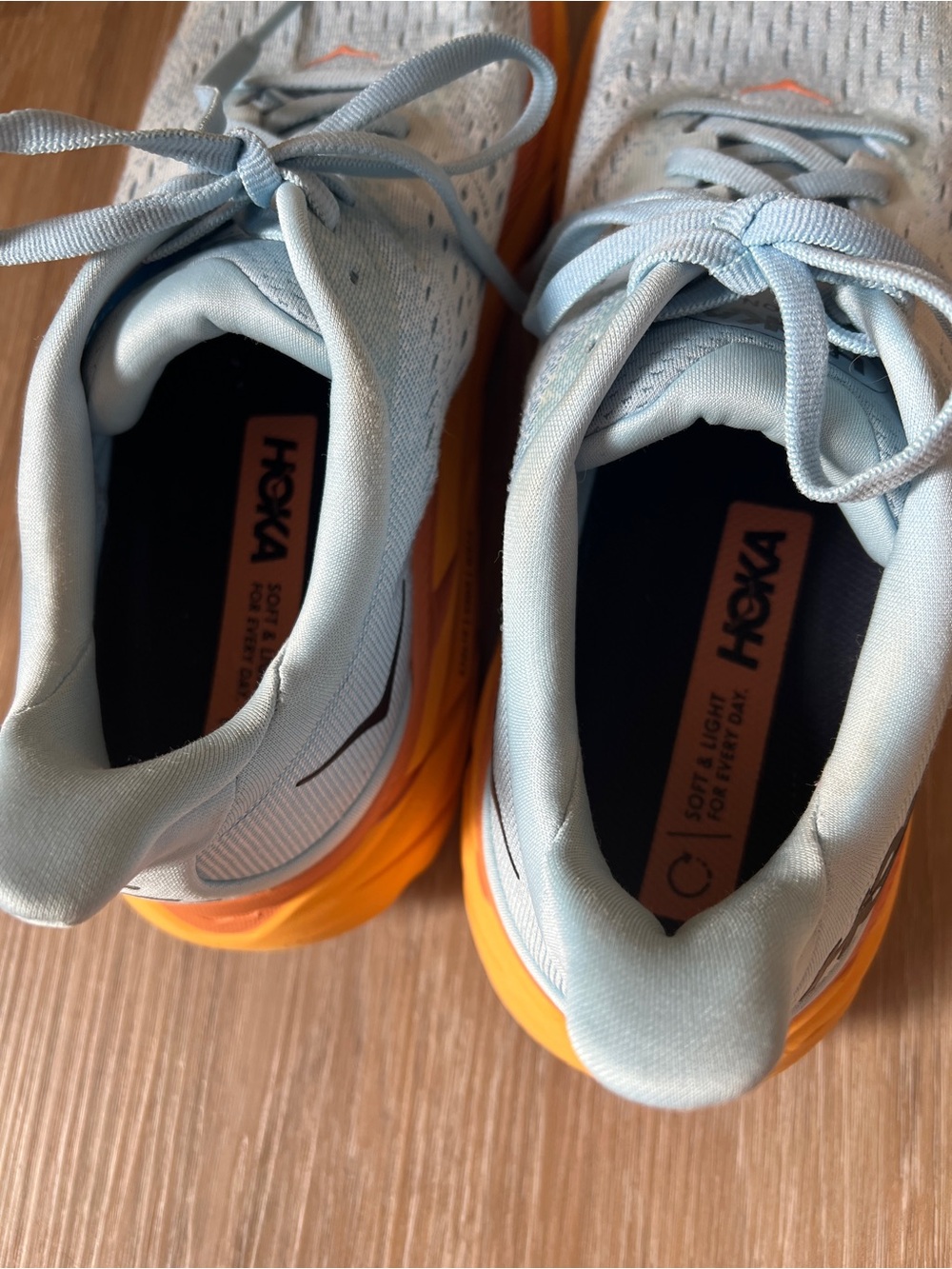 Hoka One One Clifton 8 Running Shoes Blue Orange Women’s 9.5B summer ice - Picture 6 of 10
